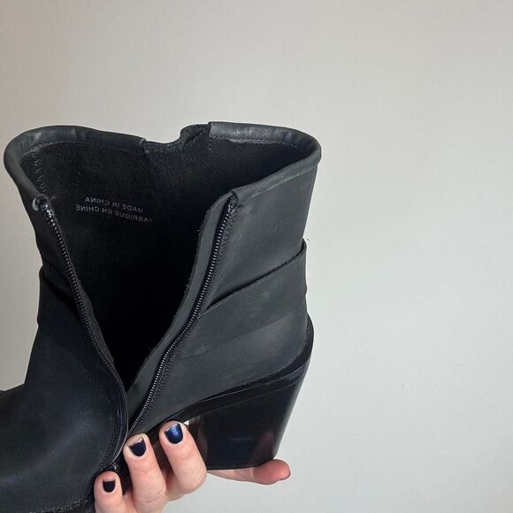 Jeffrey Campbell Handler Black Leather Motorcycle Biker Ankle Boots - Picture 7 of 8